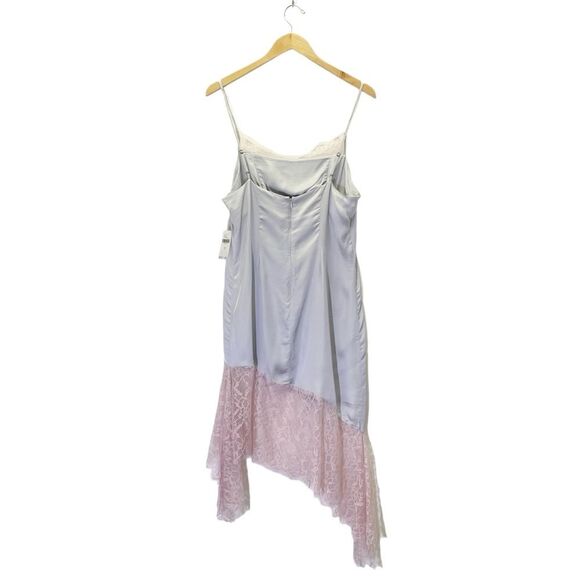 NWT Anthropologie Lace-Trimmed Asymmetrical Midi Slip Dress Gray Pink Size 8 NEW - Picture 3 of 16